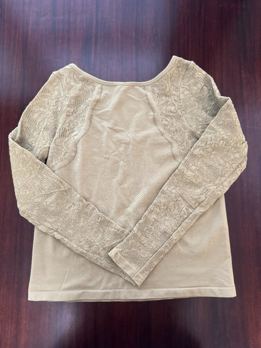 By Anthropologie Sage Green Lace Detail Long Sleeve Top Medium EUC